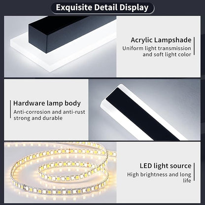 Mikeru 39.3inch Long Led Wall Light, 6000k Cool White Modern Outdoor Wall Light Ip65 Waterproof Black Acrylic Porch Exterior Lighting Fixtures, Exterior Wall Mount Lights for Garage Front Door