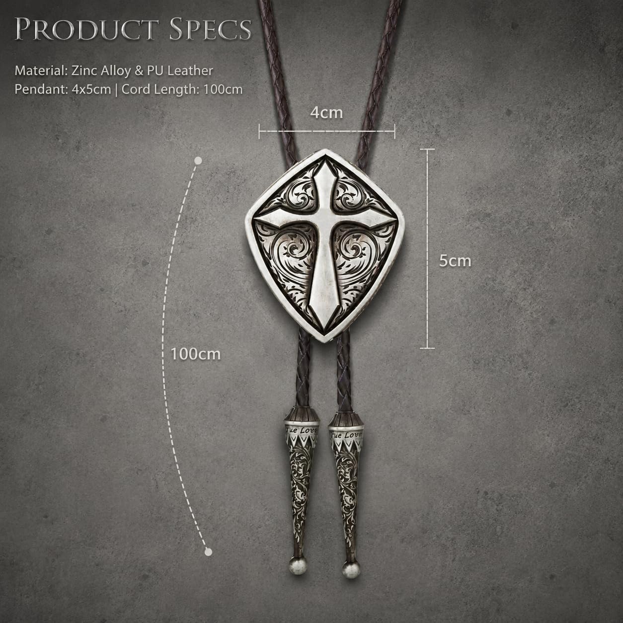 Doitby Vintage Bolo Tie Western Cowboy Cross Bolo Ties Leather Braided Necktie Necklace for Men Women