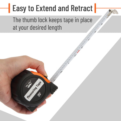 Mr. Pen- Retractable Tape Measure 25 ft, Orange, Easy Read