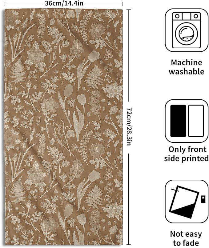 Brown Spring Floral Hand Towels