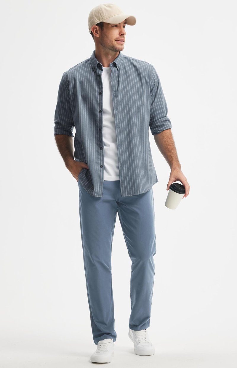 Libin Men's Pants 30" Comfy Business Casual Golf Pants Quick Dry Lightweight Fashion Outfits for Men Travel Vocation Dress Work Water Resistant, Ice Blue, 40W x 30L