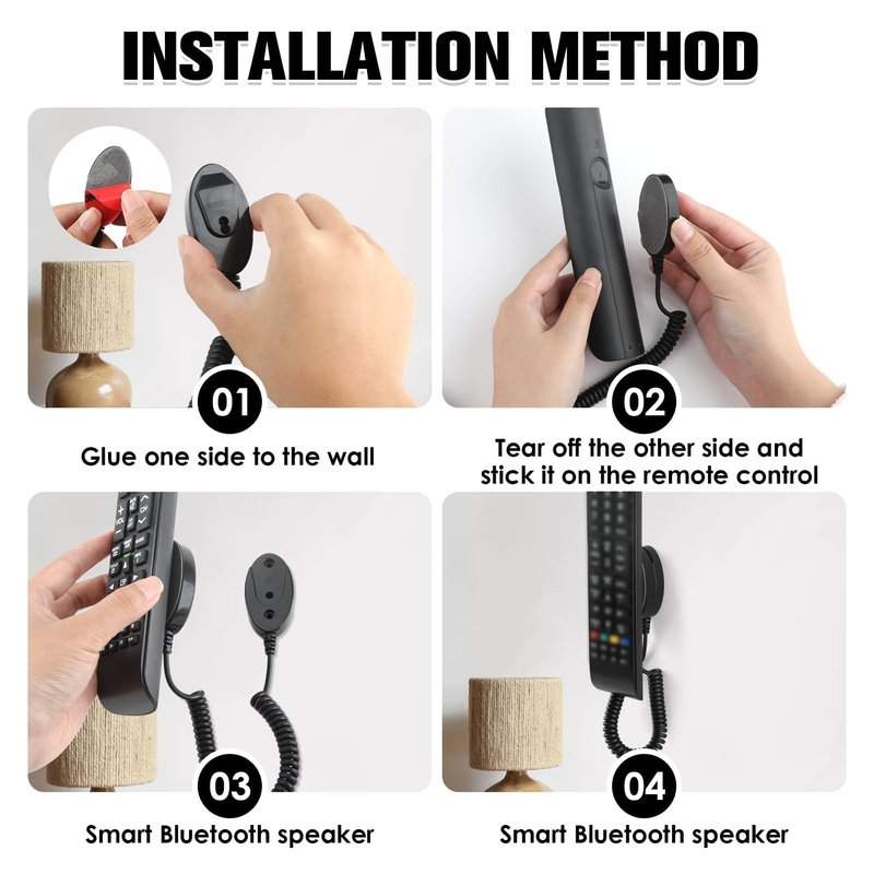 Magnetic Remote Leash Control Holder with Security Cable, Retractable Tidy Anti-lost Rope Organizer Easy Installation Stable Suitable for Projector TV Fan and Air Conditioner Remotes (2Pcs Black, S)