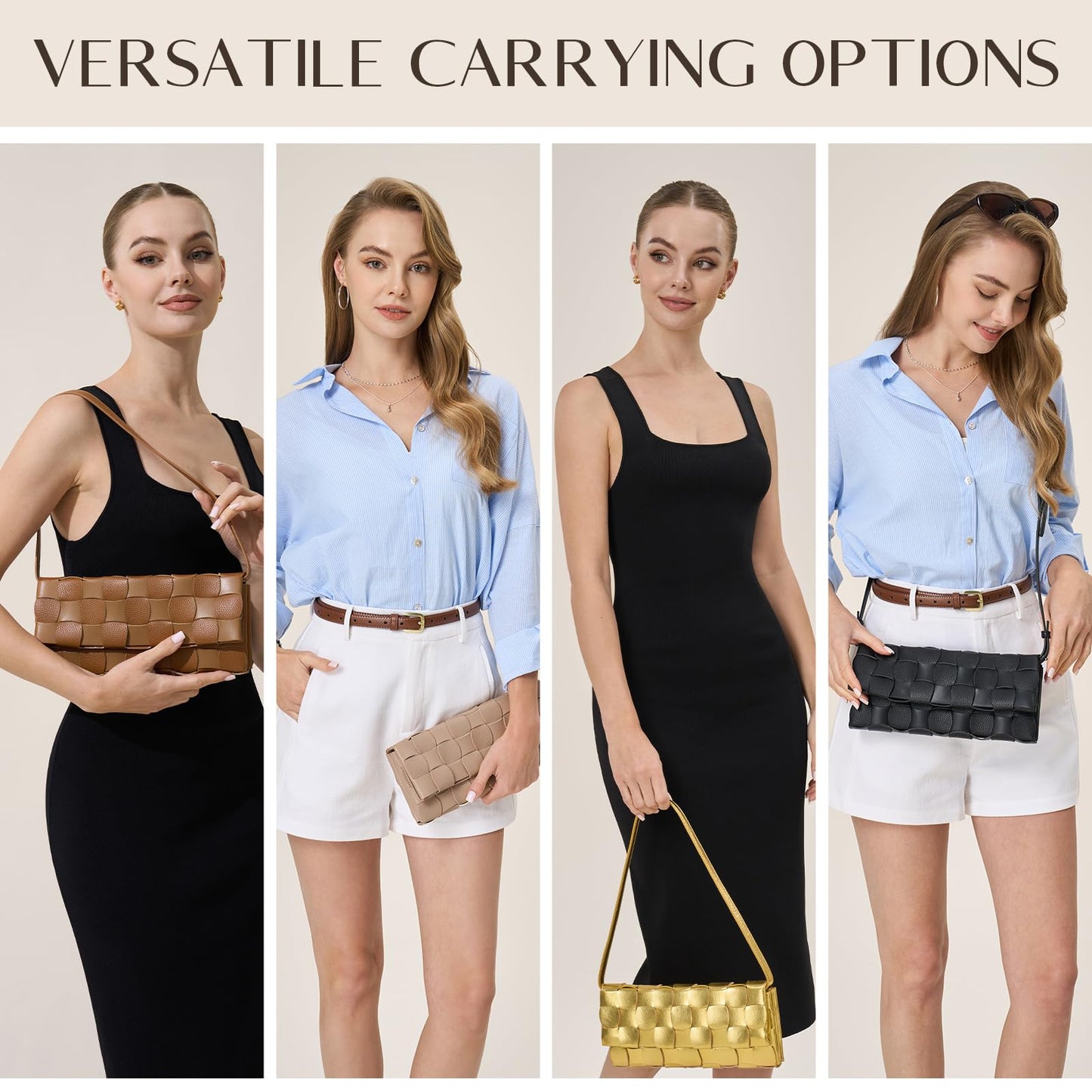 CHUNLI Trendy Woven Evening Clutch Purses for Women, PU Leather Crossbody Shoulder Purse Handbag for Women Evening, Formal Events, Wedding, Party, and Special Occasions