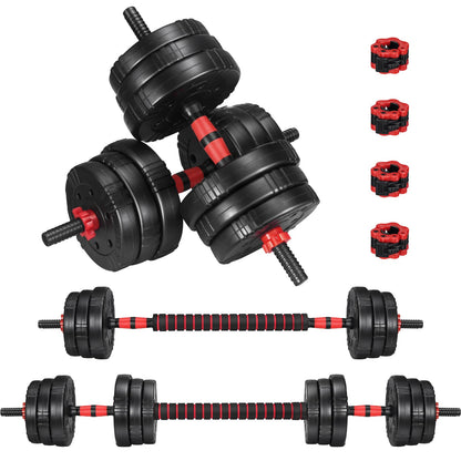 EDOSTORY Adjustable Dumbbell Set, 22/44/66/88lbs Free Weights, 4-in-1 Barbell & Kettlebell Set, Non-slip Handles, Fitness for Men & Women
