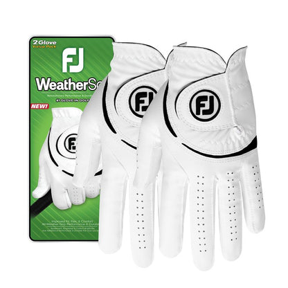 FootJoy Men's WeatherSof 2-Pack Golf Glove, White, Medium/Large, Worn on Right Hand