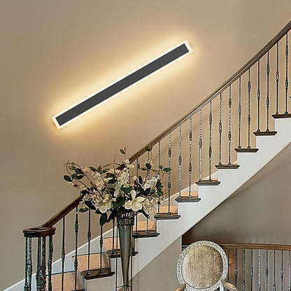 Tipace 2 Pack Outdoor Wall Sconces 39.4IN Long Modern LED Wall Light with Frosted Acrylic Waterproof IP65 Warm White Black Exterior Wall Light for Patio,Porch(3000K)