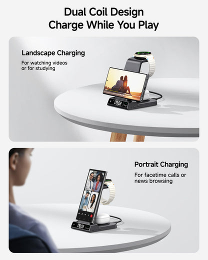 Wireless Charger for Samsung, 3 in 1 Wireless Charging Station for Samsung Galaxy S25 Ultra/S24 Ultra/S23/S22/Note 20/Z Flip 7/Fold 6, Charger for Samsung Galaxy Watch Ultra/8/7/6, Galaxy Buds 3/3 Pro