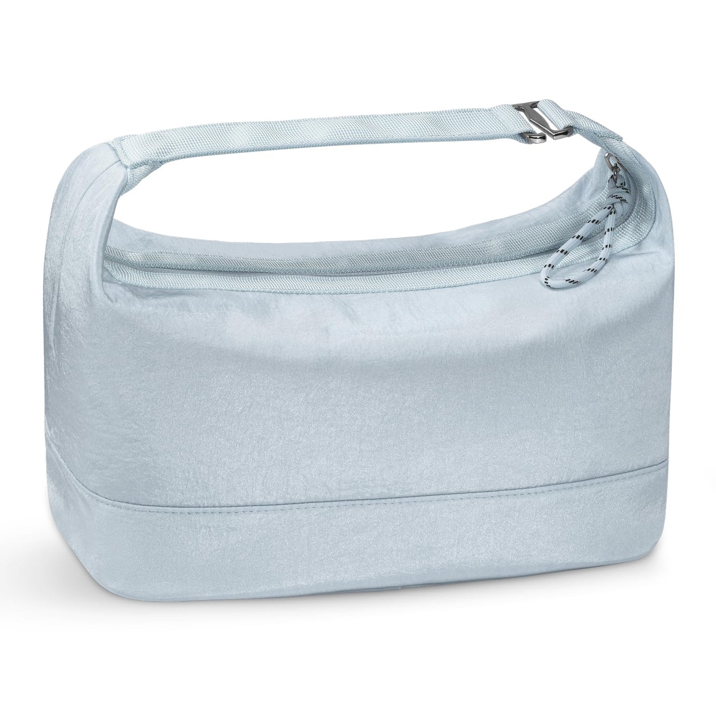 HauteHues Travel Makeup Bag for Women, Roomy Cosmetic Bag and Toiletry Bag with Wide Open Design, Soft Nylon Pouch for Makeup, Skincare, Toiletries, Gym, Carry-On and Weekend Trips, Gray Blue