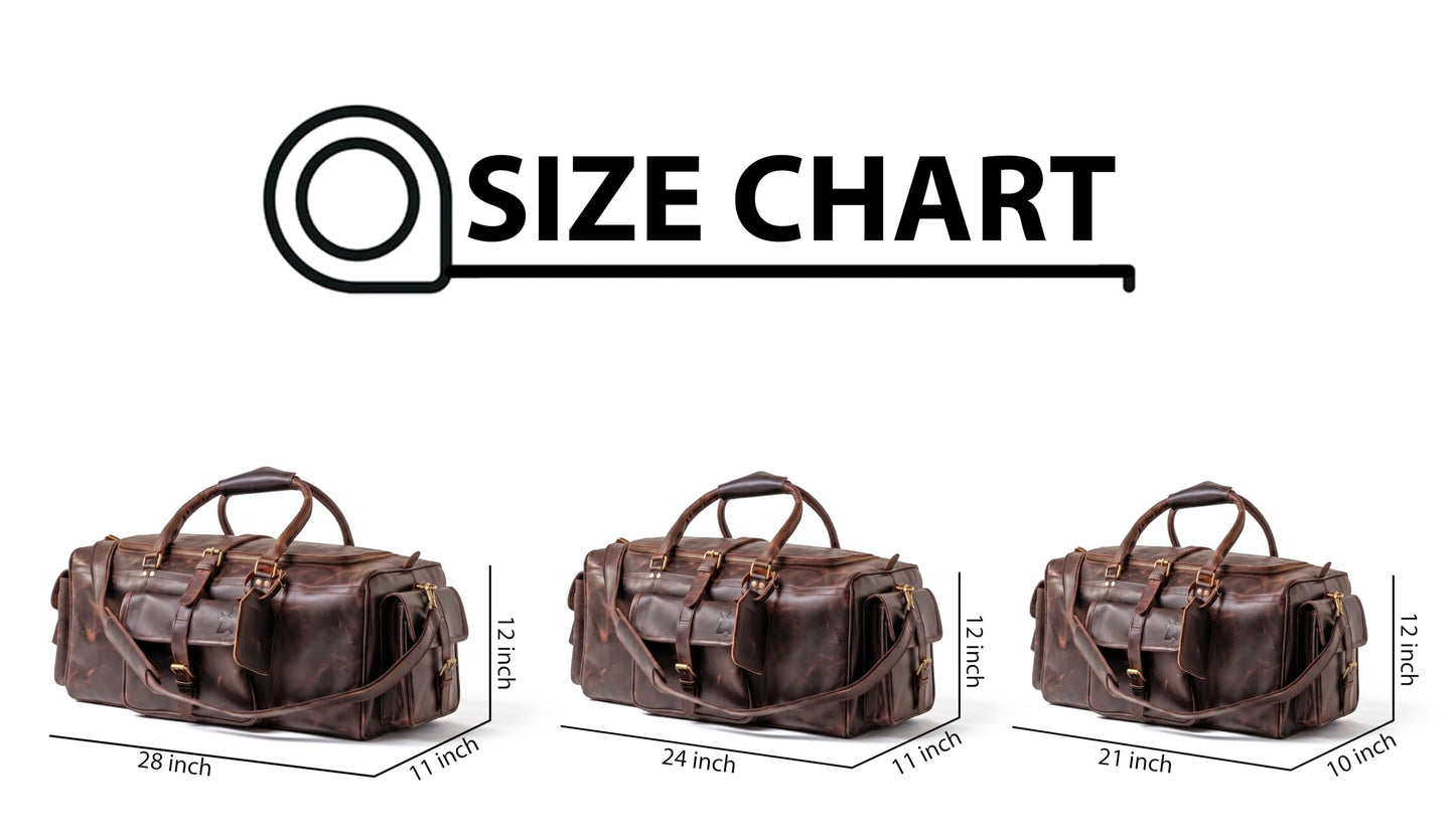 Leather Duffle Bags for Men - 21 Inch Full Grain Leather travel bag, leather overnight bag, Mens Leather Bag, Carry On Leather Weekender Bag, Airplane Leather Luggage Duffel Gym Bag