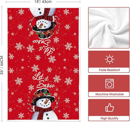 Artoid Mode Red Snowman Xmas Trees Santa Claus Truck Merry Christmas Kitchen Towels Dish Towels, 18x26 Inch Farmhouse Decoration Hand Towels Set of 6