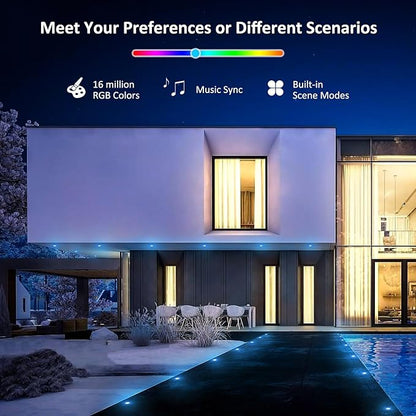 INDARUN Outdoor Deck Lights Waterproof 20 pcs, 12V Low Voltage LED Recessed Deck Lights Φ1.22 RGB Deck Lamp with Remote, Alexa/Google Compatible, Outdoor Step Stair Lights for Floor Landscape Lighting