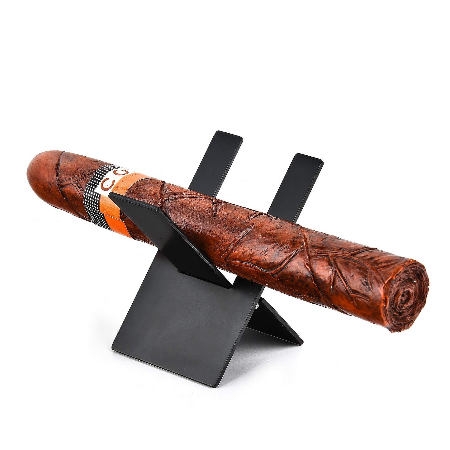Menesia 3 Pieces Black Stainless Foldable Cigar Stand Holder with Travel PU Leather Case,Lightweight Steel Portable Cigar Cigarette Display Shelf Tray