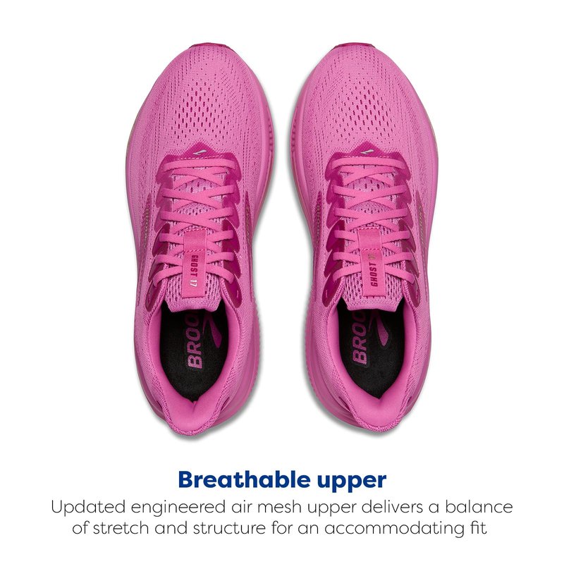 Brooks Women’s Ghost 17 Neutral Running Shoe - Pink/Fuchsia/Gold - 6.5 Medium