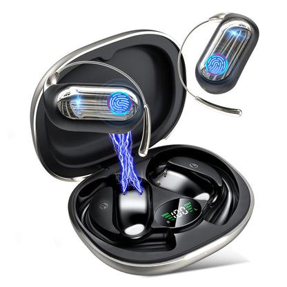 MOZC 168 Languages AI Translation Earbuds, Bluetooth 5.4 Headphones Translator, 4-in-1 Smart Mode Touch Screen Real-Time Earphones Fit iOS and Android Ideal for Travel Business Learning, Gun Black