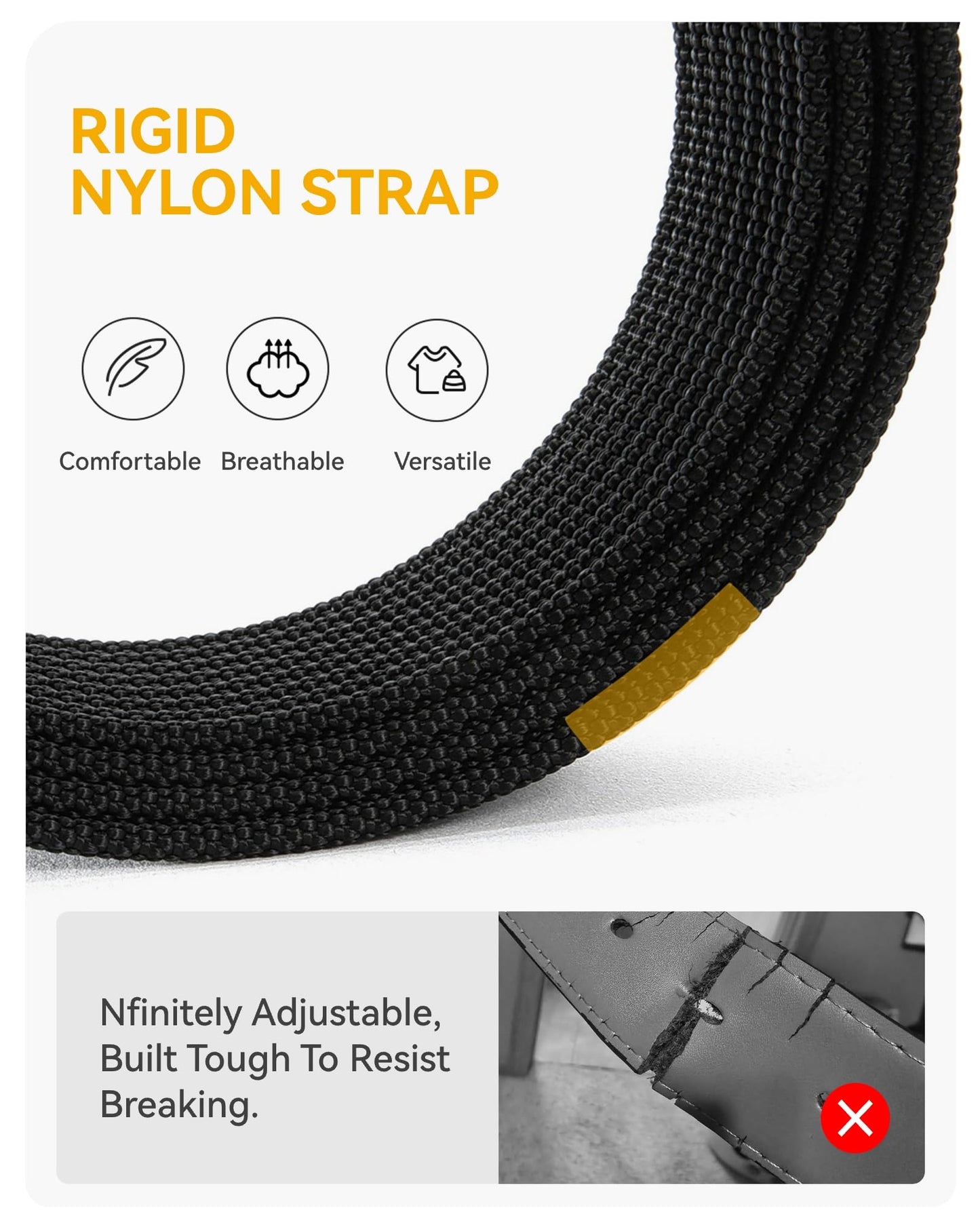 CHAOREN Nickel Free Web Belt Men - TSA Approved Non Metal Buckle Nylon Belt, Travel with Confidence and Ease (38mm)