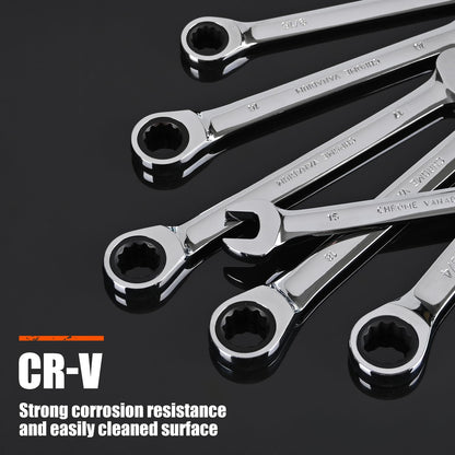Egofine 9/16 inch Ratcheting Combination Wrench SAE, Industrial Grade Gear Spanner with 12-Point Design, 72-Tooth Ratchet, Chrome Vanadium Steel