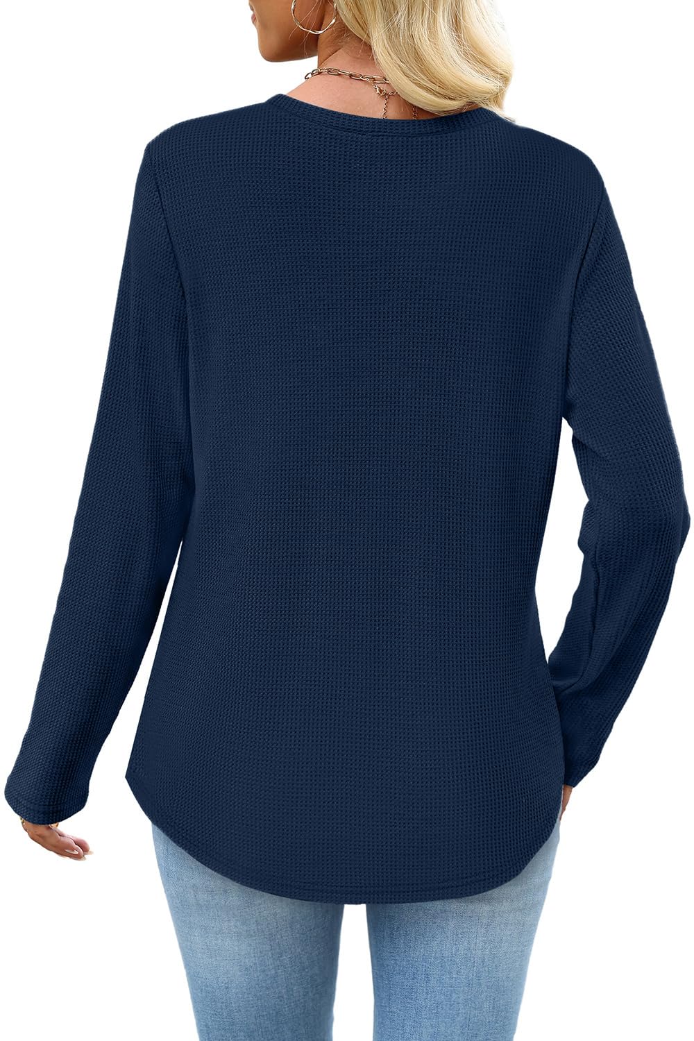 WIHOLL Long Sleeve Shirts for Women Waffle Knit Trendy Fall Fashion 2025 Dressy Casual Blouses Teacher Outfits