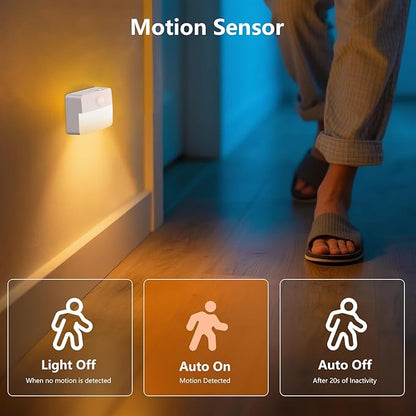 Motion Sensor Stair Light for Indoor, Battery Operated Closet Lights, Portable LED Wireless Stick on Night Lights for Hallway, Bedroom, Under Cabinet, Kitchen(6 Pack, White)