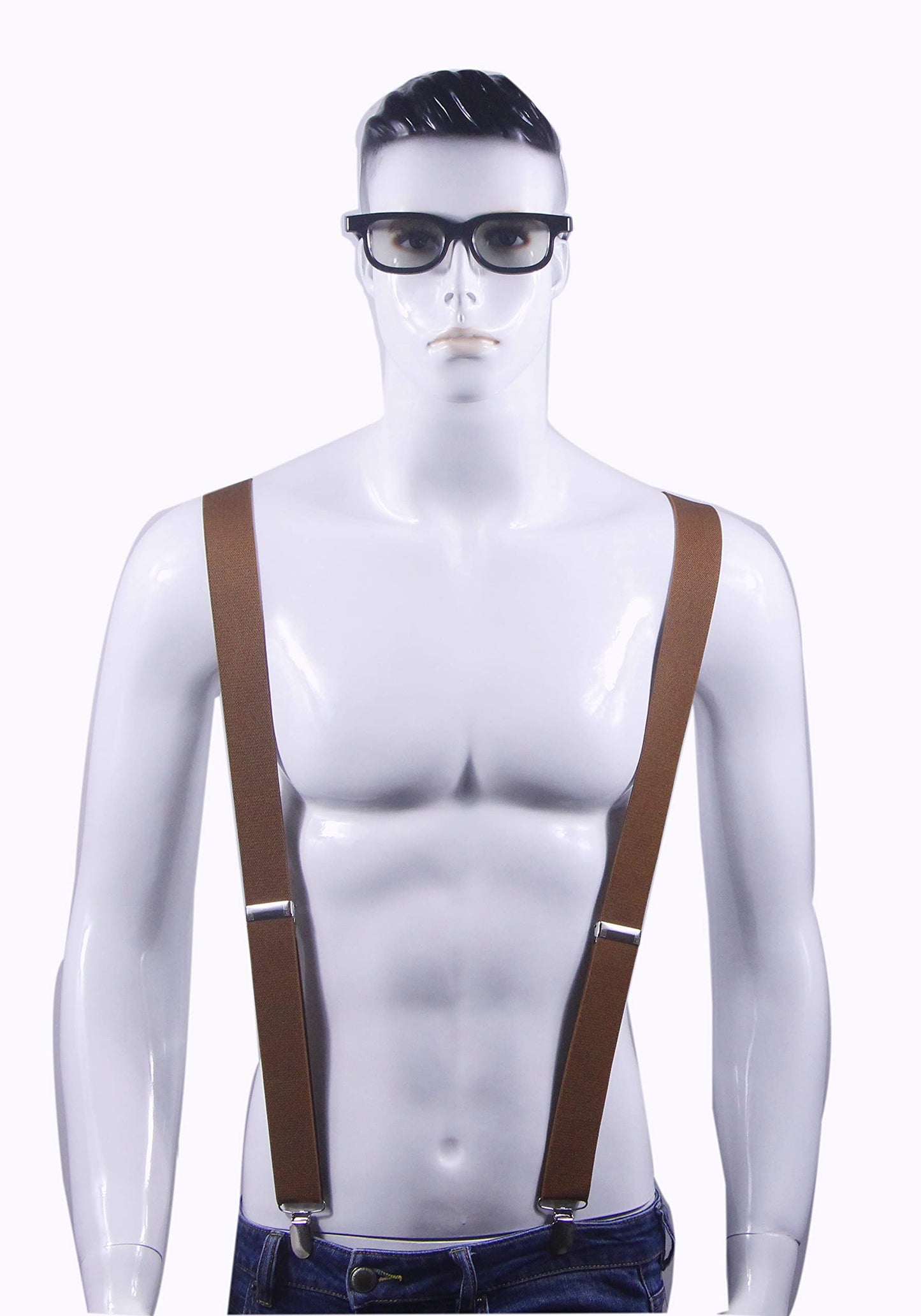 Cedrainy Adjustable Elastic Suspenders for Men's and Women's with X Back Suspenders for Casual & Formal (Camel)