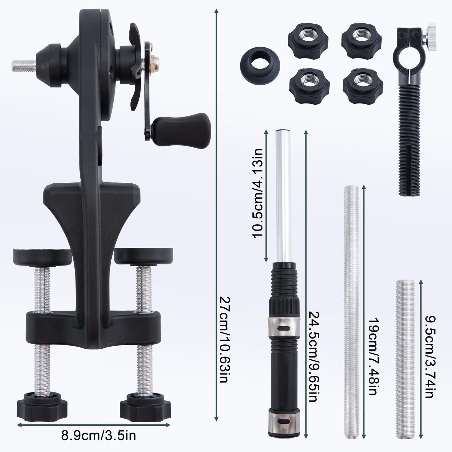 Goture Fishing Line Spooler for Fishing Reel, Available in Two Lengths Fishing Reel Line Spooler, Fits Spools up to 5.9 in Fishing Spooler, Adjustable Friction Machine Spooling Station System