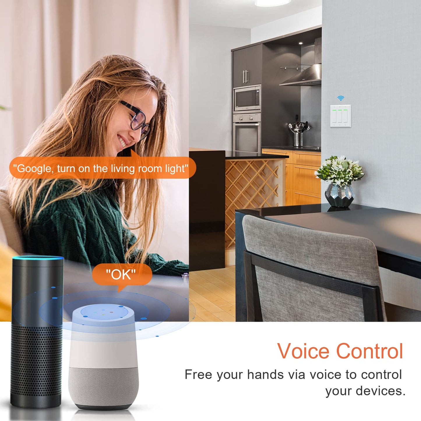 Milfra Smart Light Switch-Smart WiFi Switch 2.4Ghz Compatible with Alexa, Google Assistant,Remote Control/Voice Control and Schedule, Neutral Wire Required, Single-Pole, No Hub Required (4 Pack)