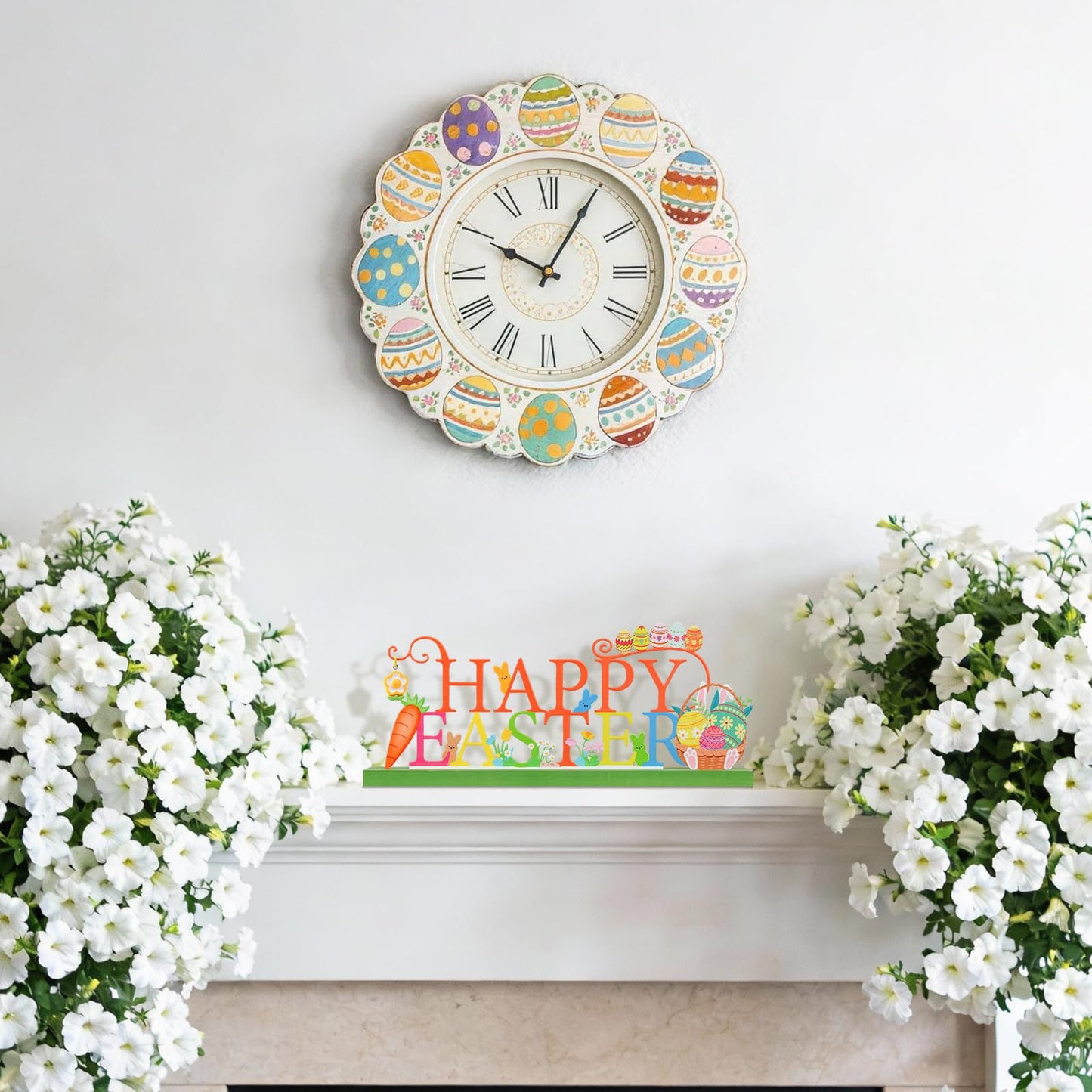 KHJCXS Metal Holiday Table Sign Decor, Decorations Tabletop Centerpiece for Home, Office, Shelf, Tiered Tray, Mantel, Indoor, Happy Easter