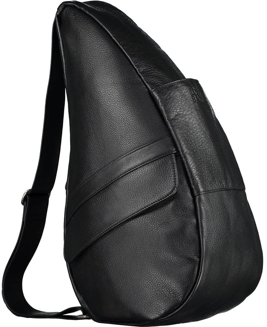 AmeriBag 19" Full-Grain Leather Healthy Back Bag Ergonomic Crossbody Sling for Everyday Use, Travel & Walking Comfort (Black)
