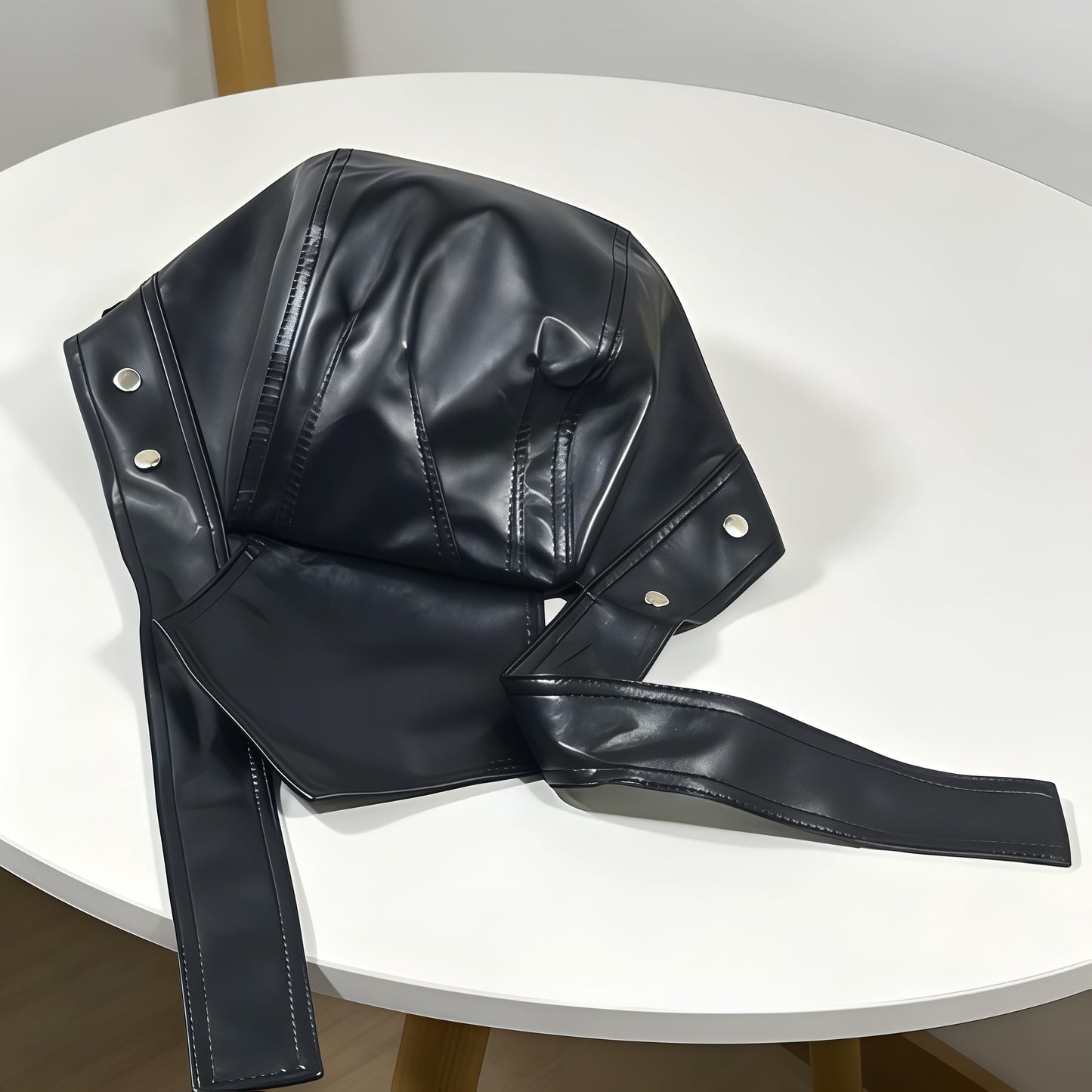 Leather Biker Skull Cap for Women Adjustable Skull-Studded Cross Motorcycle Hat with Snug Fit, Stylish Biker Head Wrap & Riding Cap