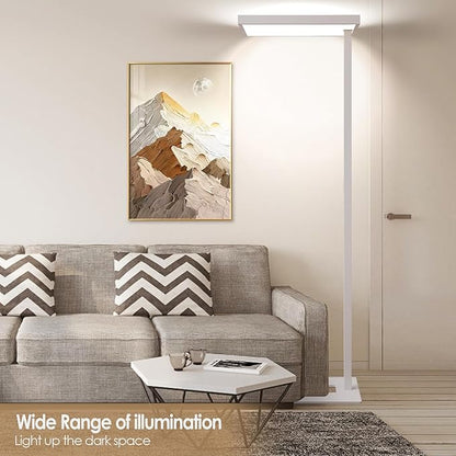 4000K LED Floor Lamp for Office, 76.6'' Full Spectrum Dimmable 100W 10400LM Natural Daylight Eye-Caring Free Standing Lamp for Reading Room Office Study Room Nursery Piano (100W)