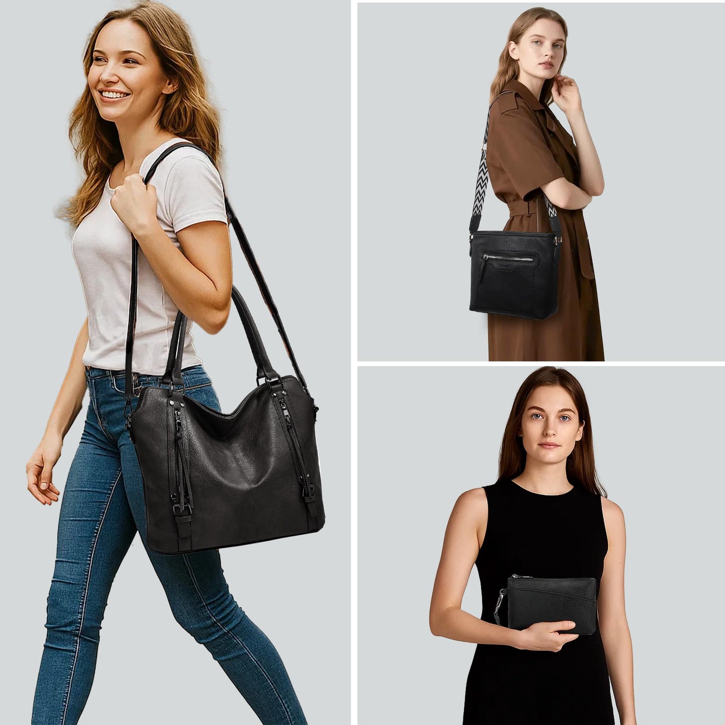TANTOMI Tote Handbags for Women, Crossbody Bag Large Leather Hobo Purse Shoulder with Wallet Adjustable Straps