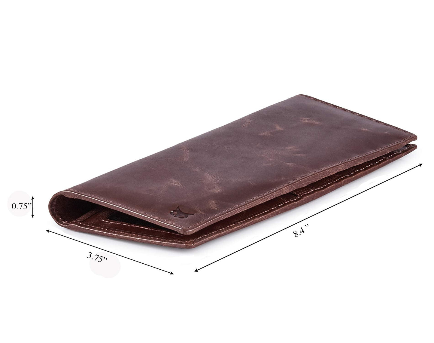 Long Wallet for Men Women Real Leather Bifold RFID Stylish Slim Handmade 2 ID Window Credit Card Holder in Gift Box (Coffee, Wax Pull Up)