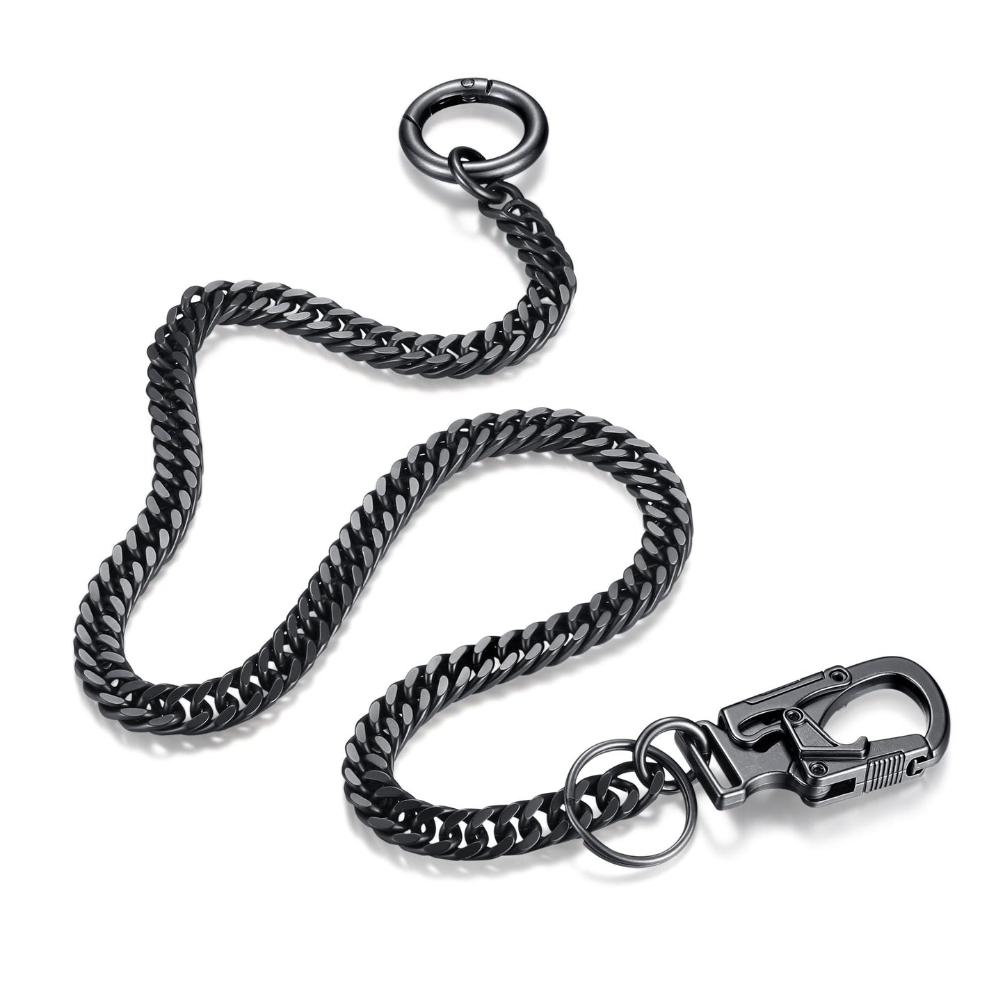 Ahiller Biker Key Wallet Chain, Fancy Stainless Steel Pant Pocket Purse Jean Handbag Belt Chain with Small Double Locking Mechanism Carabiner for Men Women-YK