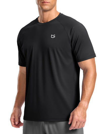 G Gradual Men's Athletic Workout T-Shirts Moisture Wicking Cooling Running Shirts Short Sleeve Performance Tee for Gym Tennis(Black,M)