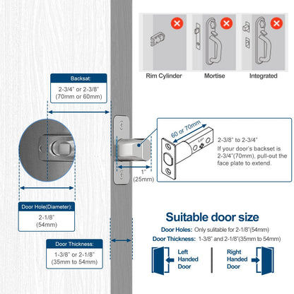GeekTale Smart Deadbolt, Fingerprint Deadbolt Lock, Fingerprint Door Knob with Lock, Keyless Deadbolt, Keyless Entry Door Lock with App, for Front Door, Garage, Easy Installation