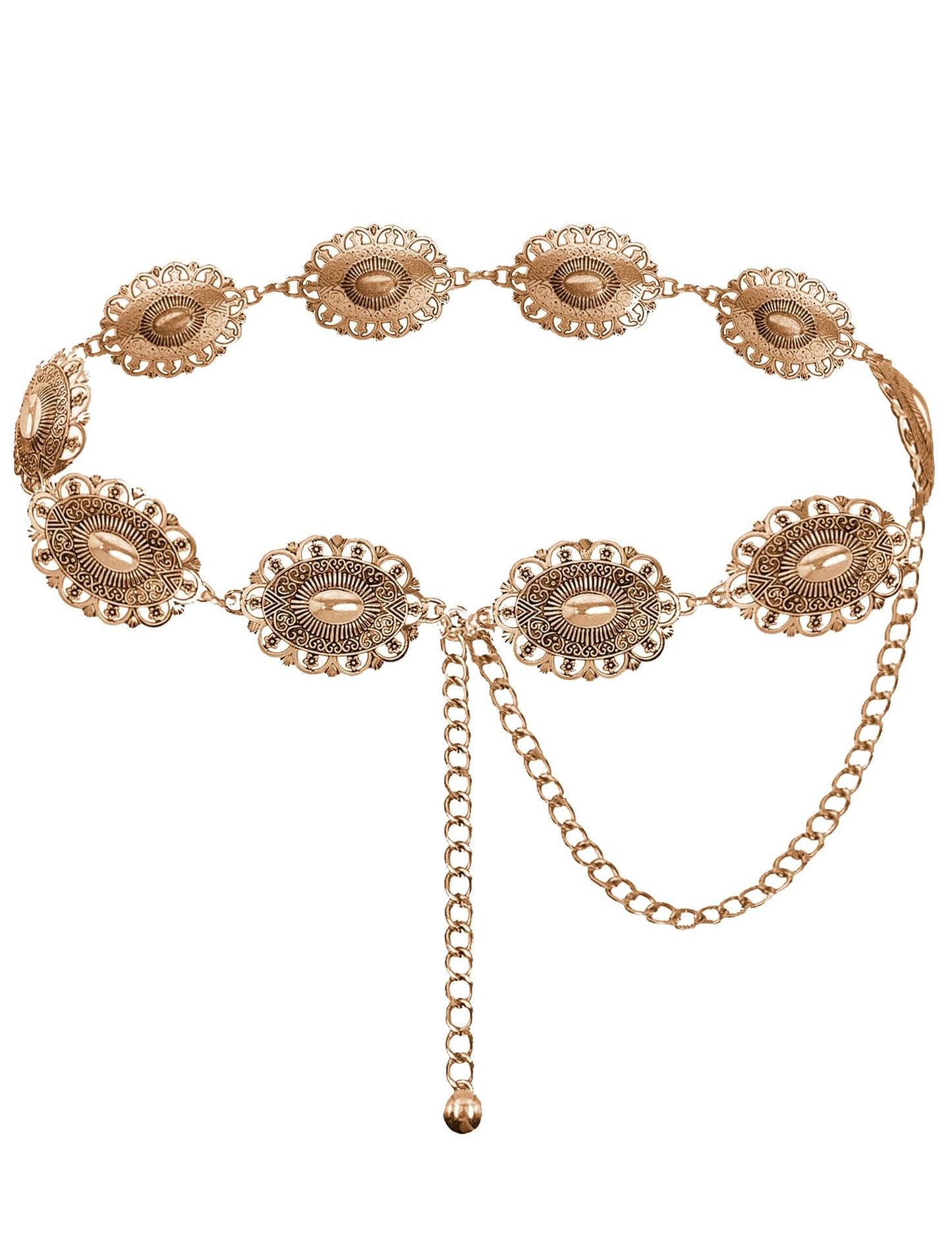 TOPACC Gold Concho Belts for Women Western Metal Cowgirl Chain Belts for Dresses Jeans Country Concert Outfit