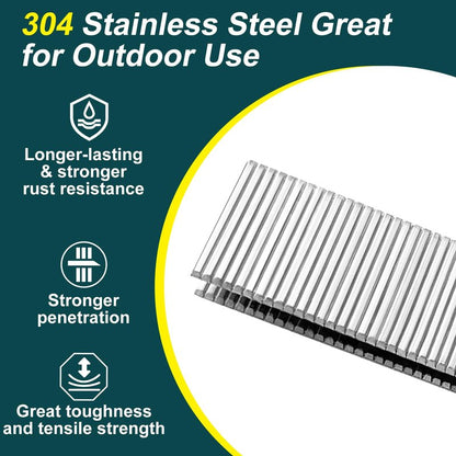 Toicann 18 Gauge Norrow 1/4" Crown Staples 304 Stainless Steel 18 GA Staples for Pneumatic, Electric Stapler (1"-1120 pcs)