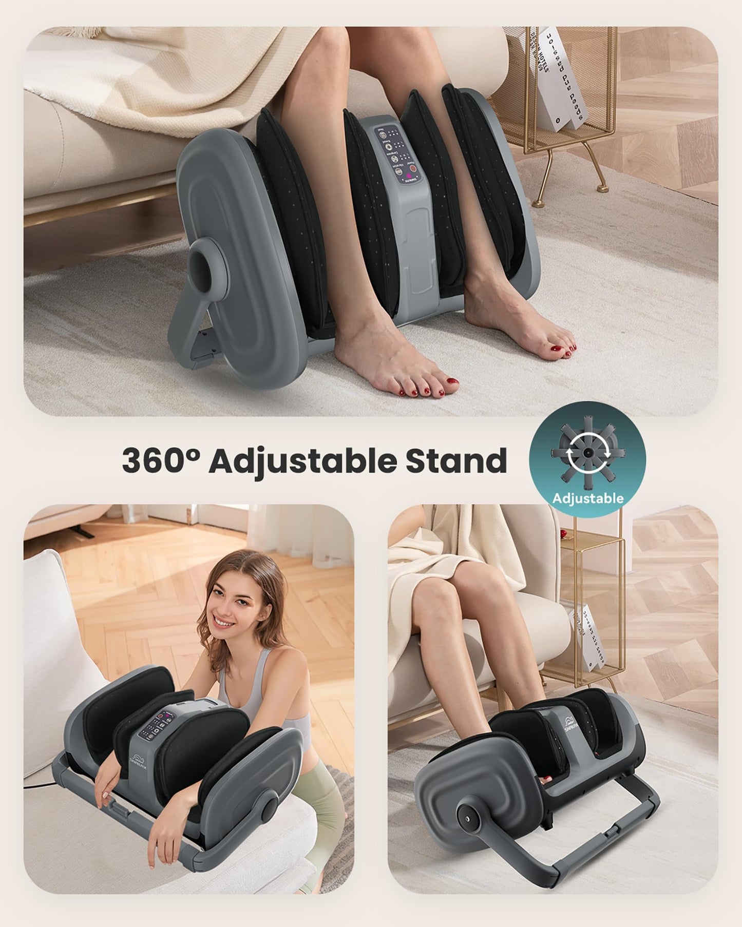 Snailax Shiatsu Foot Massager with Heat and Remote, Electric Foot Massager Machine, Remote Control, 3 Level Kneading/Vibration/Compression, Gift for Women Men Size up to 13