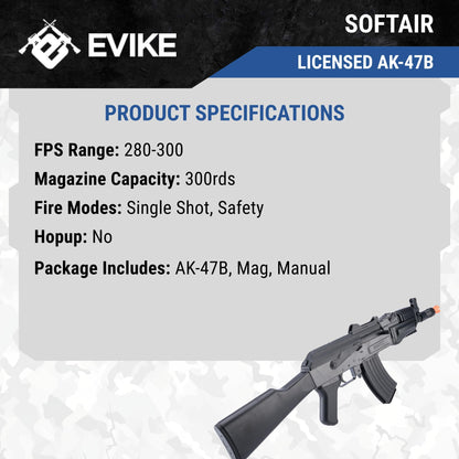 Softair Kalashnikov Licensed AK-47B Spring Airsoft Gun - Lightweight Polymer Airsoft Spring Gun