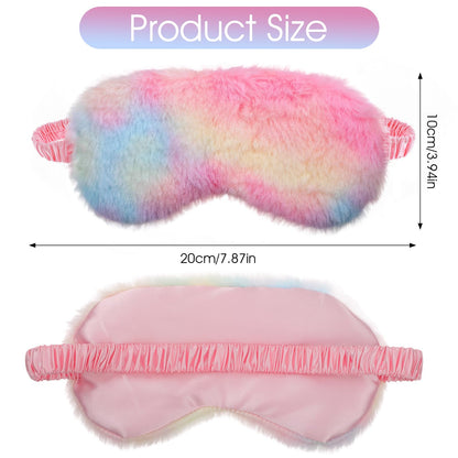 2 Pack Plush Sleeping Eye Mask Soft Plush Eye Mask Fuffy Eye Cover Comfortable Sleep Mask Blindfold Rainbow Faux Fur Eye Shade for Women, Men and Kids Travel Nap Sleeping 565488_2_3pL1H9vJ3