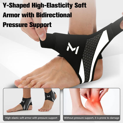 Ankle Brace for Men & Women, Adjustable Figure-8 Stabilizer with Straps for Basketball, Volleyball & Running, Compression Sleeve for Sprained Ankle, Plantar Fasciitis & Tendonitis Relief (2 Pack,Green)