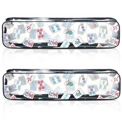 Clysee 2 Pcs Mahjong Tile Bag Mahjong Racks for Tiles and Pushers Waterproof Tile Zippered Case PVC Clear Mah Jong Gifts, Empty Bag Only, 20 x 4.5 x 2.5(Classic Style)