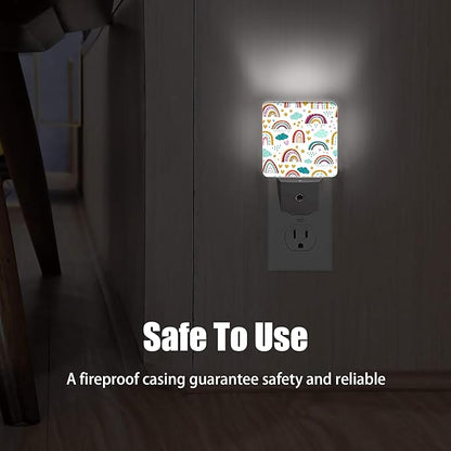 Rainbow Night Light, Star Cloud Plug into Wall with Dusk to Dawn Light Sensors, Warm Nightlights for Bedroom, Bathroom, Hallway, Kitchen, Gifts Ideal for Boys Girls Women Men