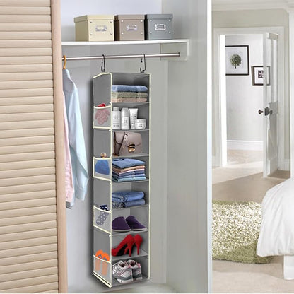 Large-Sized Hanging Shoe Organizer 8-Shelf, Hanging Closet Organizer