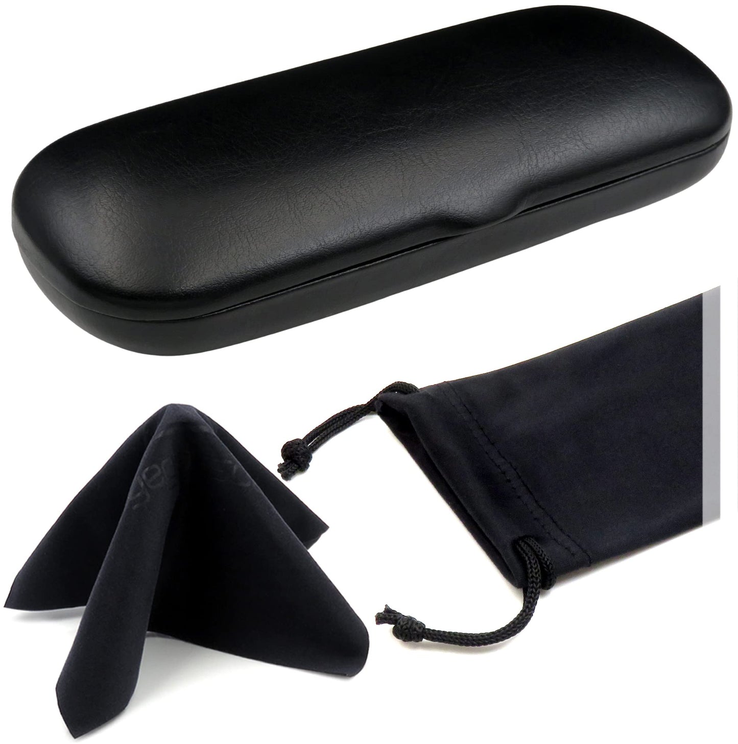 SMALL/NARROW/SLIM Hard Shell Eyeglass Case – Small Protective Glasses Case with Microfiber Pouch & Cleaning Cloth fit readers and reading frames (S5 Classic Black)
