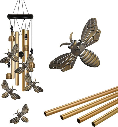 Bronze Bees Wind Chimes Decor, Portable Mobile Wind Catcher, Sympathy Wind Bells, Memorial Gifts for Mom, Housewarming, Blessing Windchime(Outside/Indoor/Home/Room/Porch/Tree/Yard/Garden Decorate)