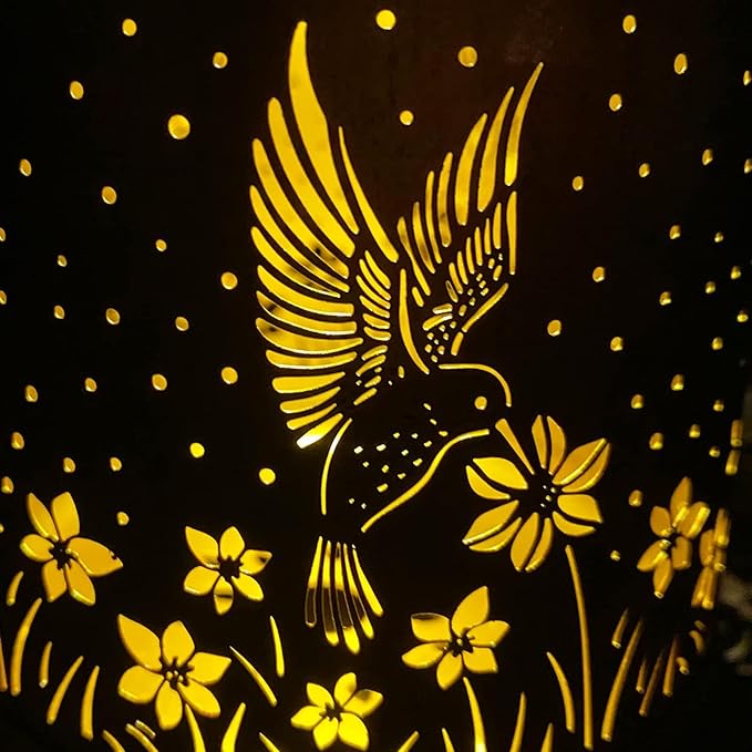 4 Pack Hummingbird Birthday Gifts for Women Mom Grandma Solar Lanterns Outdoor Waterproof Garden Decor Metal Hanging LED Decorative Light for Patio Yard Lawn Backyard Front Porch Gardening Gifts