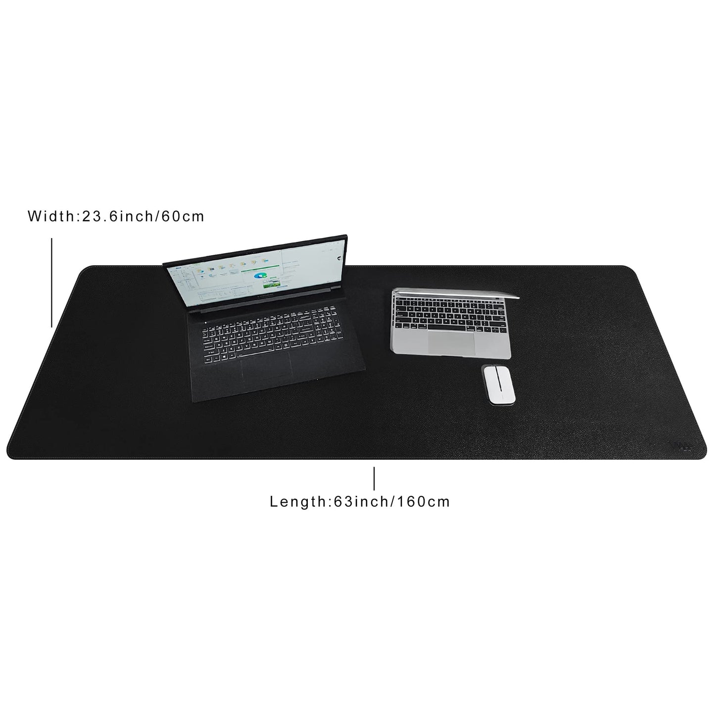 Vyaaa Leather Desk Mat, 63" x 24" Extra Large Desk Pad, Oversized Mouse Pad,Non-Slip Office Desk Pad, Waterproof Desk Blotter for Office and Home (Black)