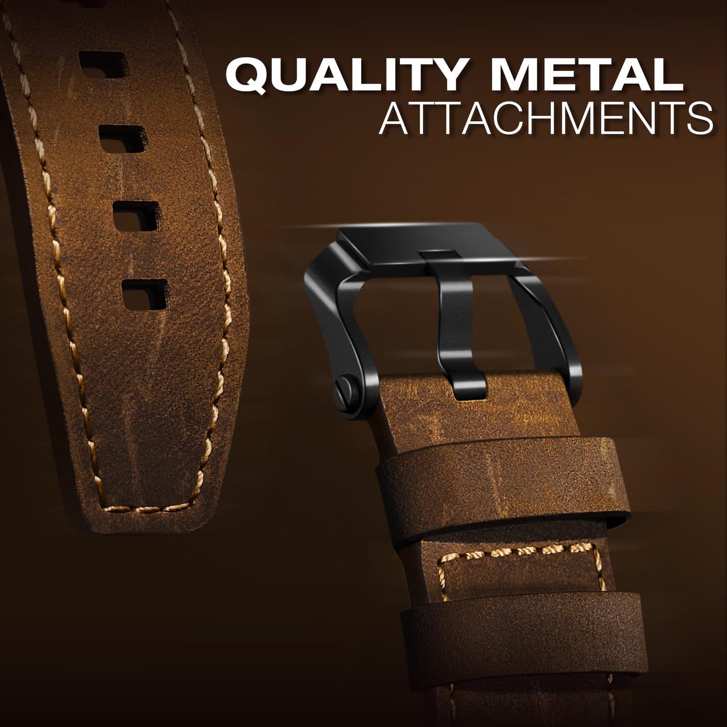 Leather bands Compatible With Apple Watch Ultra Band 49mm 46mm 45mm 44mm 42mm, Superior Genuine Leather Rugged Metal Connector Durable Strap for Men iWatch Ultra3 2 1,Series 11 10 9 8 7 6 5 4 3 SE3 SE