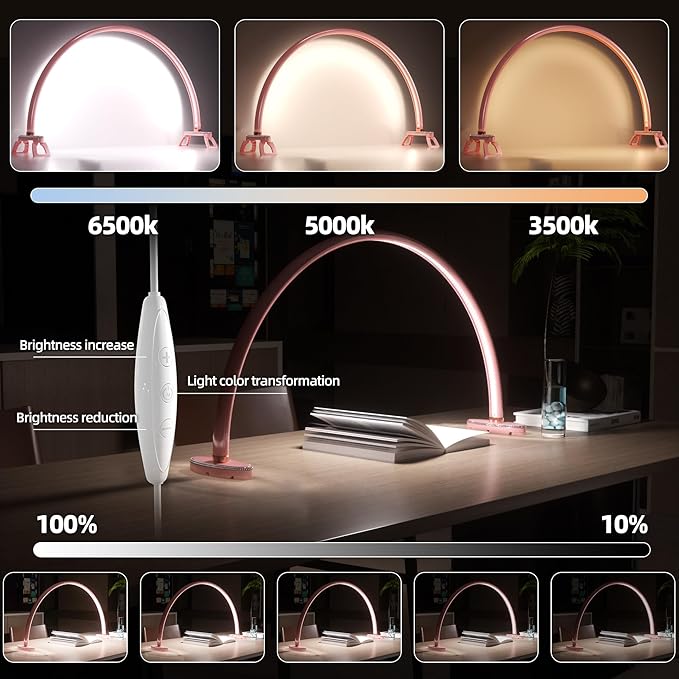 Half Moon Light Nail for Desk led lamp tech Manicure Foldable Arch Professional Art Eyelash Table Techs Beauty Tattoo spa White Artistic Desktop Lager Sized lash Shade Lashes Makeup Eye-Caring