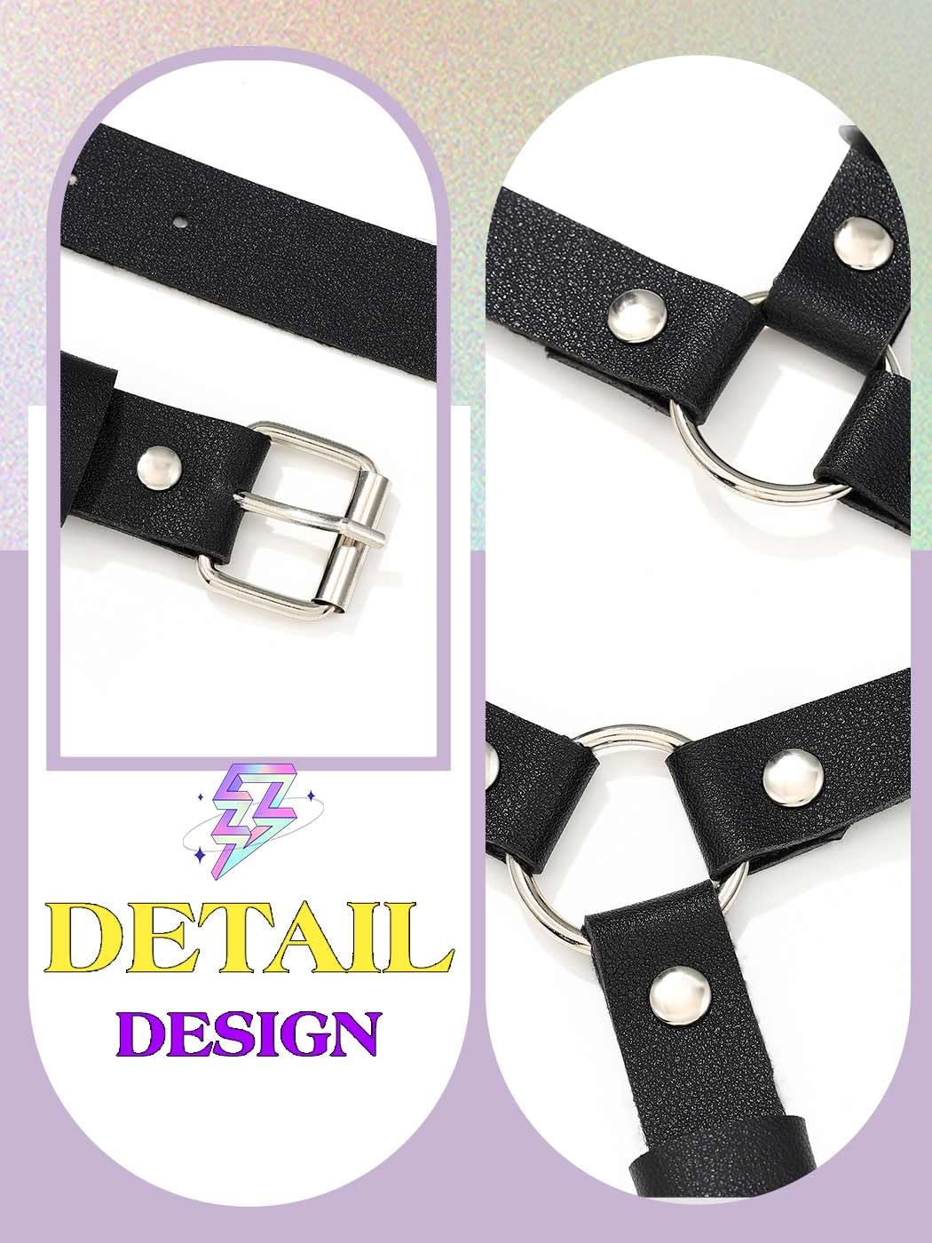 Yonamix Punk Leg Harness Belts for Women Black